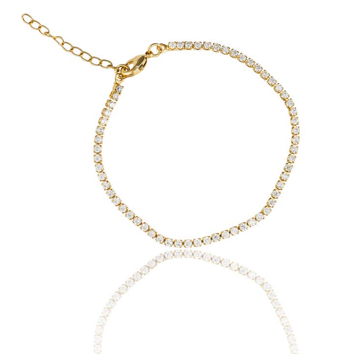MIA Jewelry - Wholesale Link & chain bracelet - 2mm Dainty Clear Round CZ Stones bracelet (I100)0