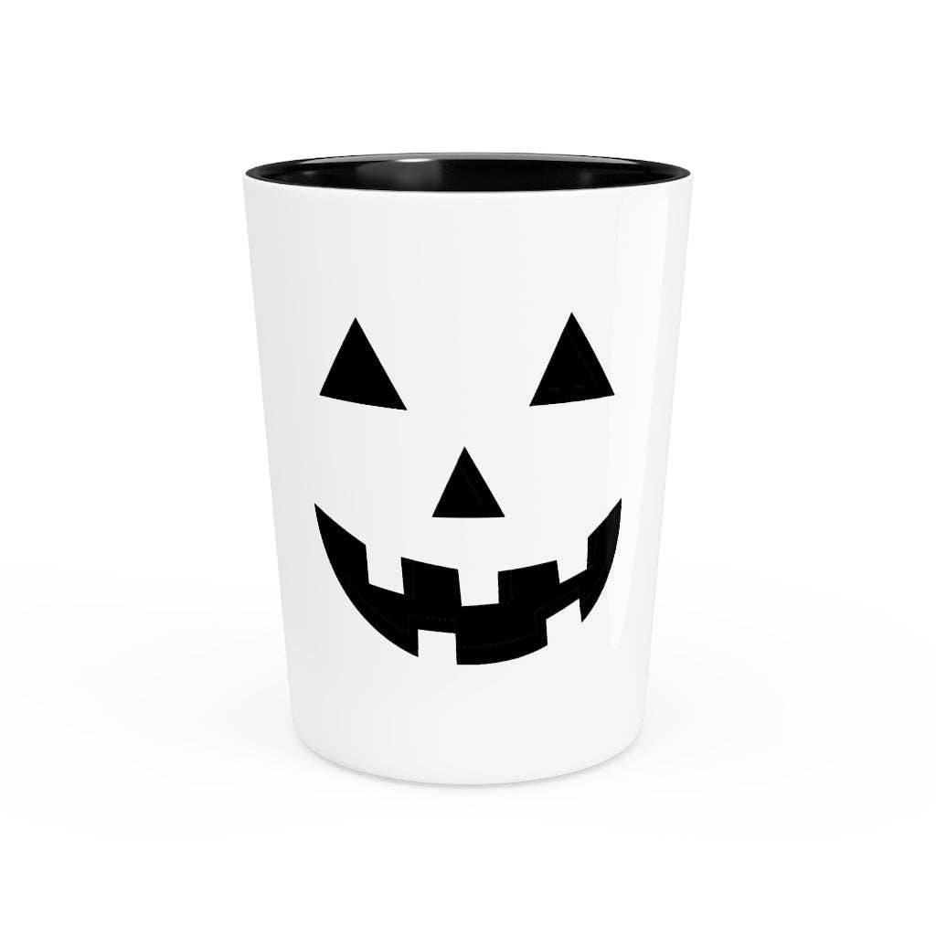 Black Shot Glass Party Ceramic Tequila  Humorous Pumpkins Illustration Tricks Treats Enthusiasts Pun Hilarious Tricking for wholesale on Faire0