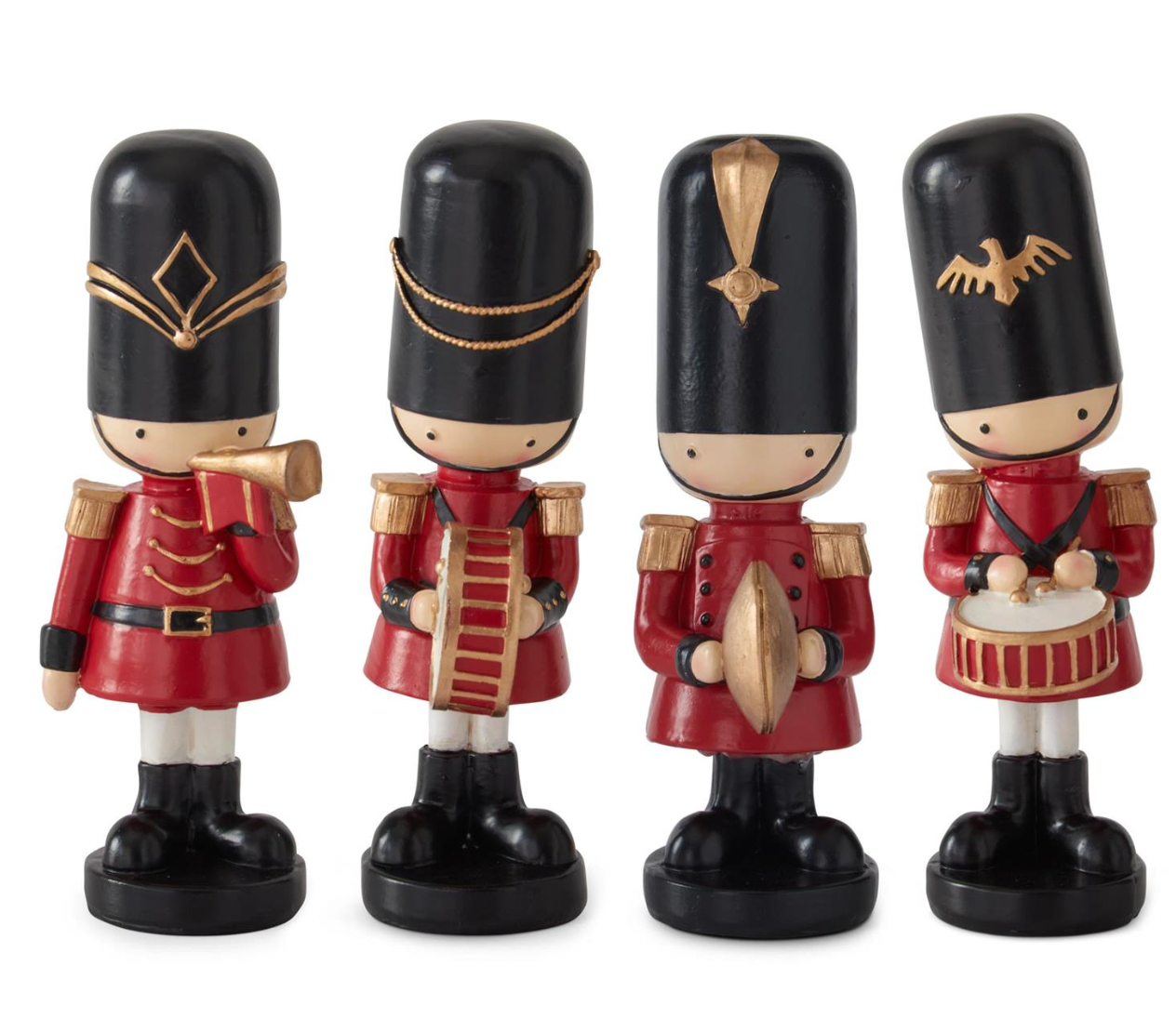 Dunn Deals - Wholesale Holiday Nutcracker - Christmas Carousel Collection - 7.5" Red & Black Nutcracker w/Musical Instruments - SET OF 4 PIECES0