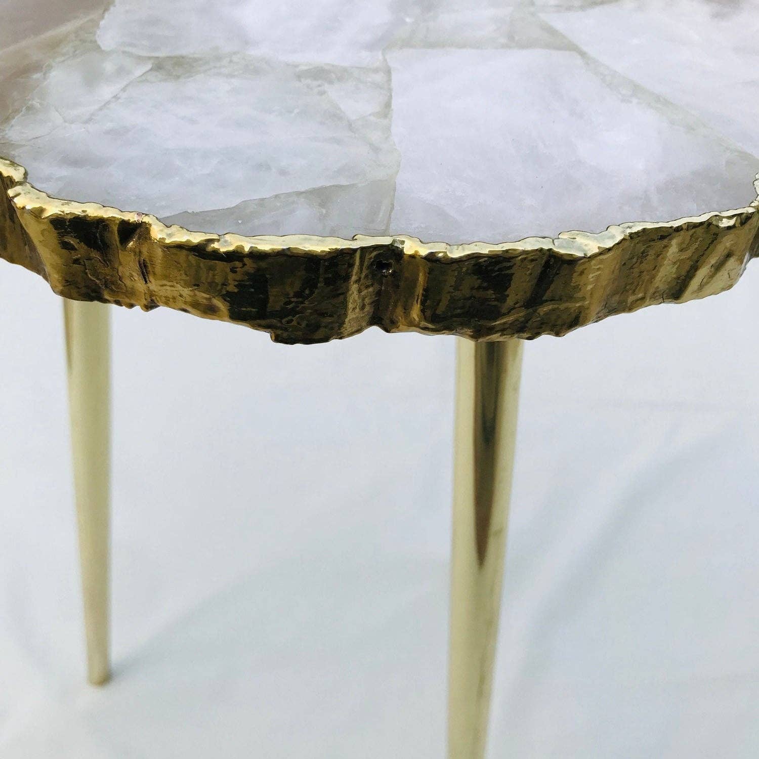 The Tangerine Store - Vendita all'ingrosso Tavolini - Tavolino laterale/caffè con bordo organico in agata e quarzo rosa2