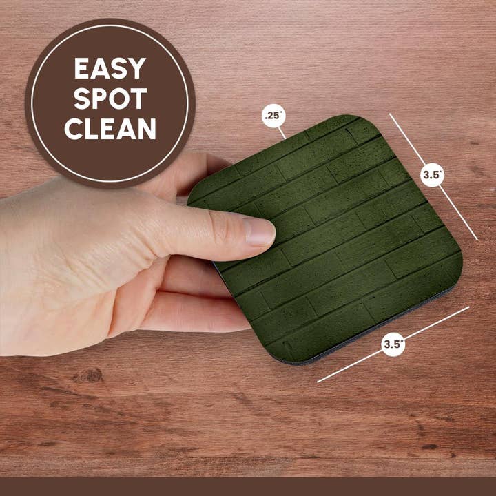 3dRose - Wholesale Coasters - 3dRose, Image of Olive Army Green Horizontal Brick Wall, Coaster13