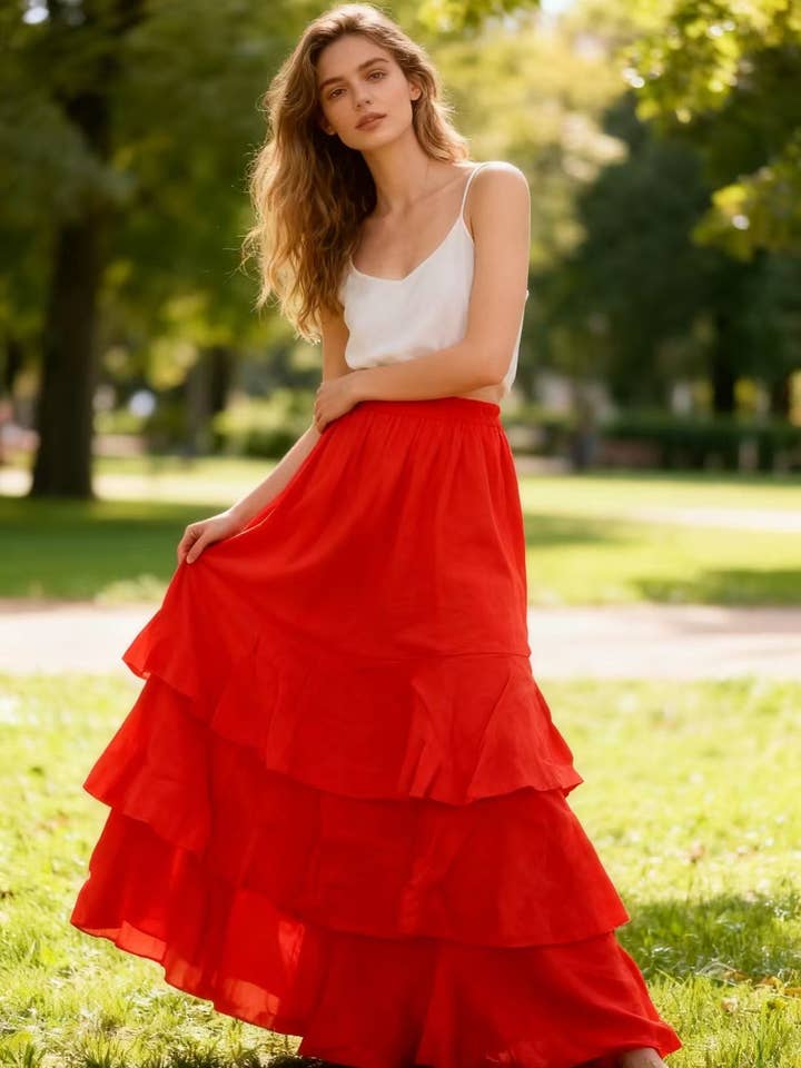 Linnen Rok REF. 80420 voor wholesale door LÉA & LUC