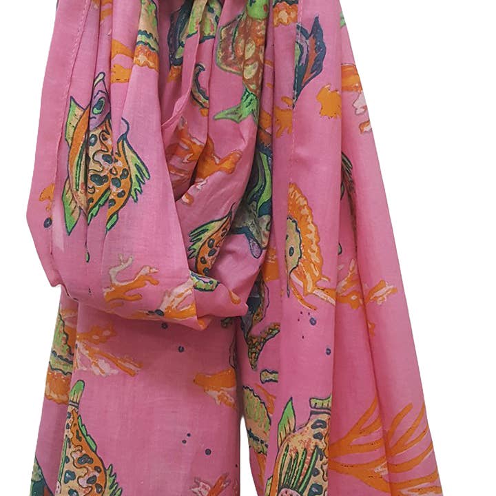 ModaPosa - Wholesale Scarf - Women's - Rachel Sarong Pareo Scarf Sealife Pink Multi Spring Summer