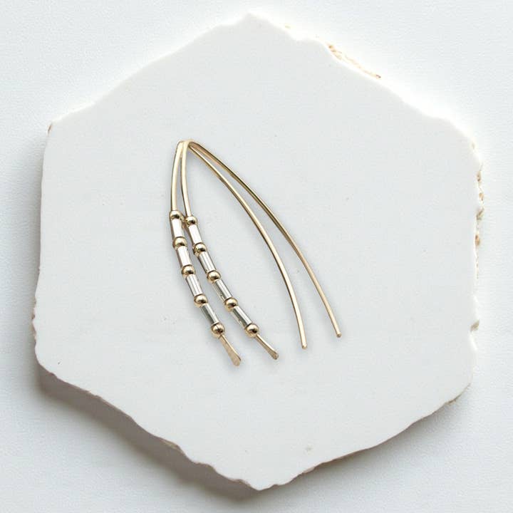 14k Gold and Sterling Silver Open Hoop Threader Earrings for wholesale by Bijou by SAM