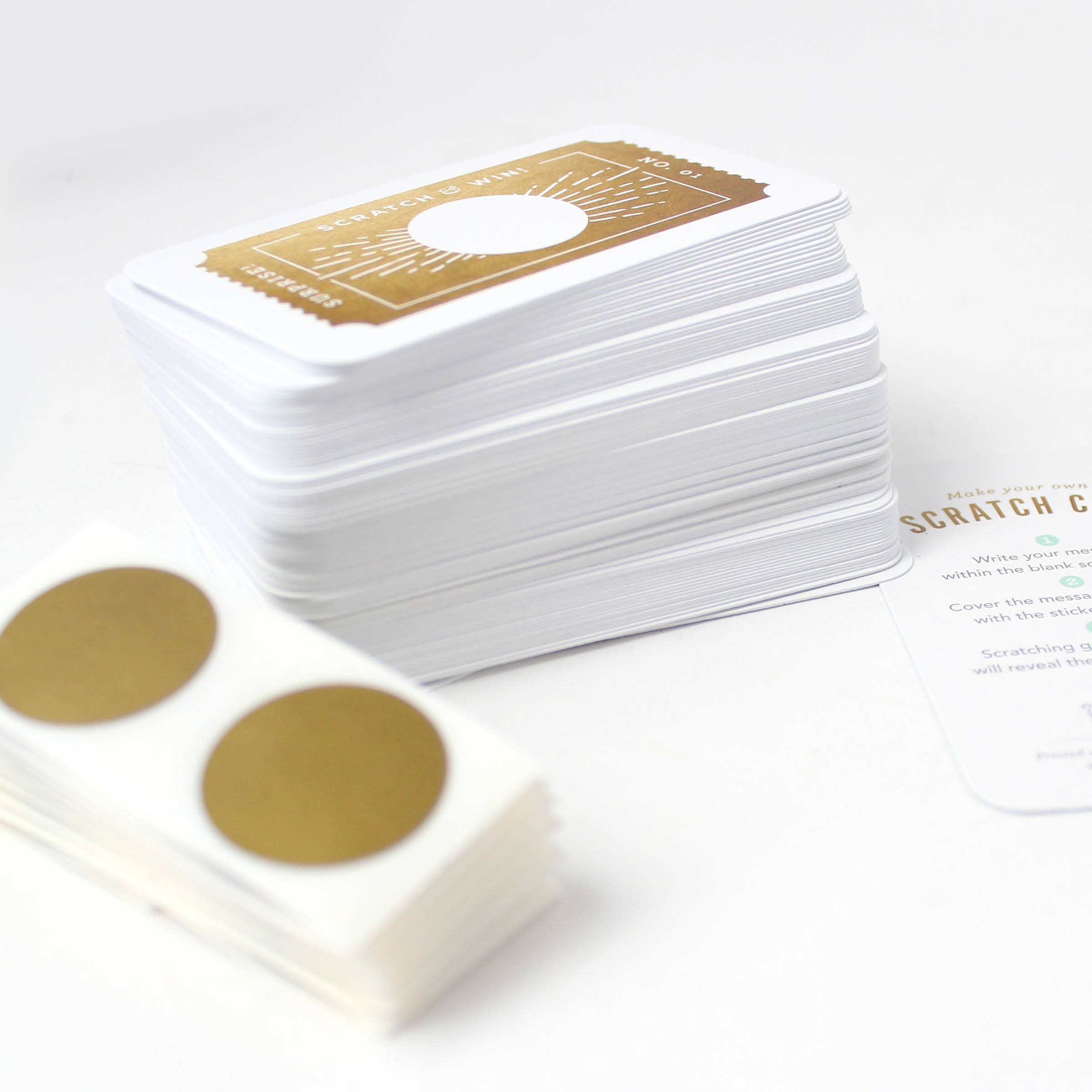 Inklings Paperie - Wholesale Stationery/Notecard Set - 100 Customer Scratch-off Cards - Golden Ticket2