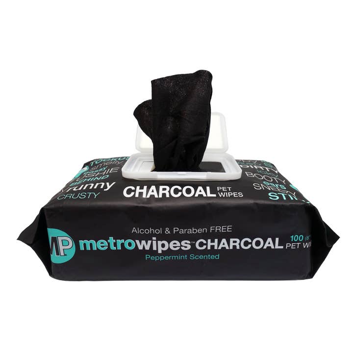 Metro Paws® Charcoal Dog Grooming wipes 100ct - Peppermint for wholesale by Metro Paws