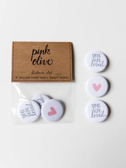 Du bist geliebt Button Set für den Großhandel von Pink Olive