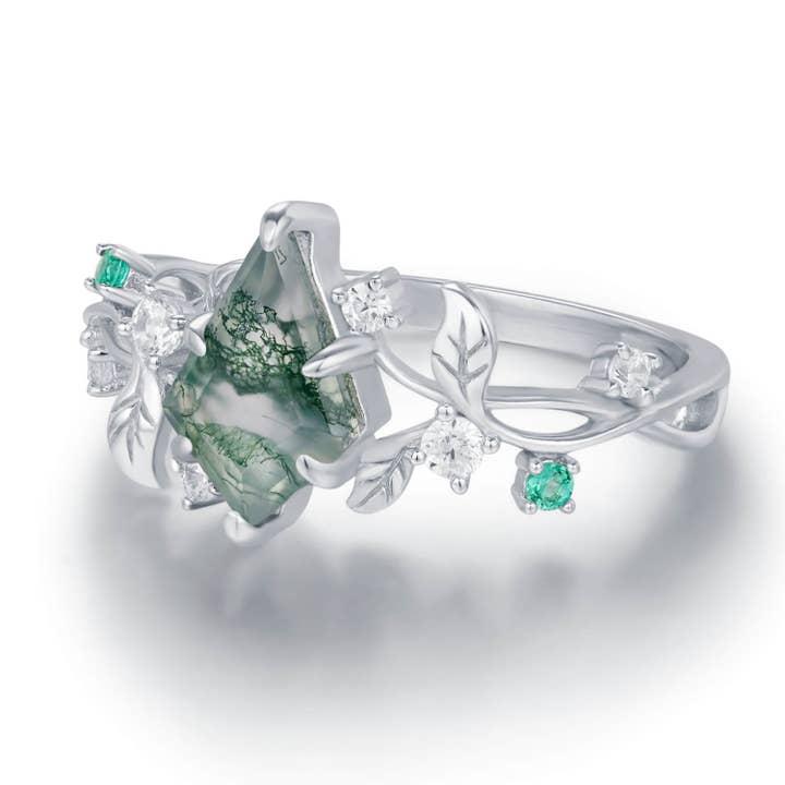 Azura Jewelry - Wholesale Multi-Stone Ring - Secret Garden Moss Agate Emerald Ring2