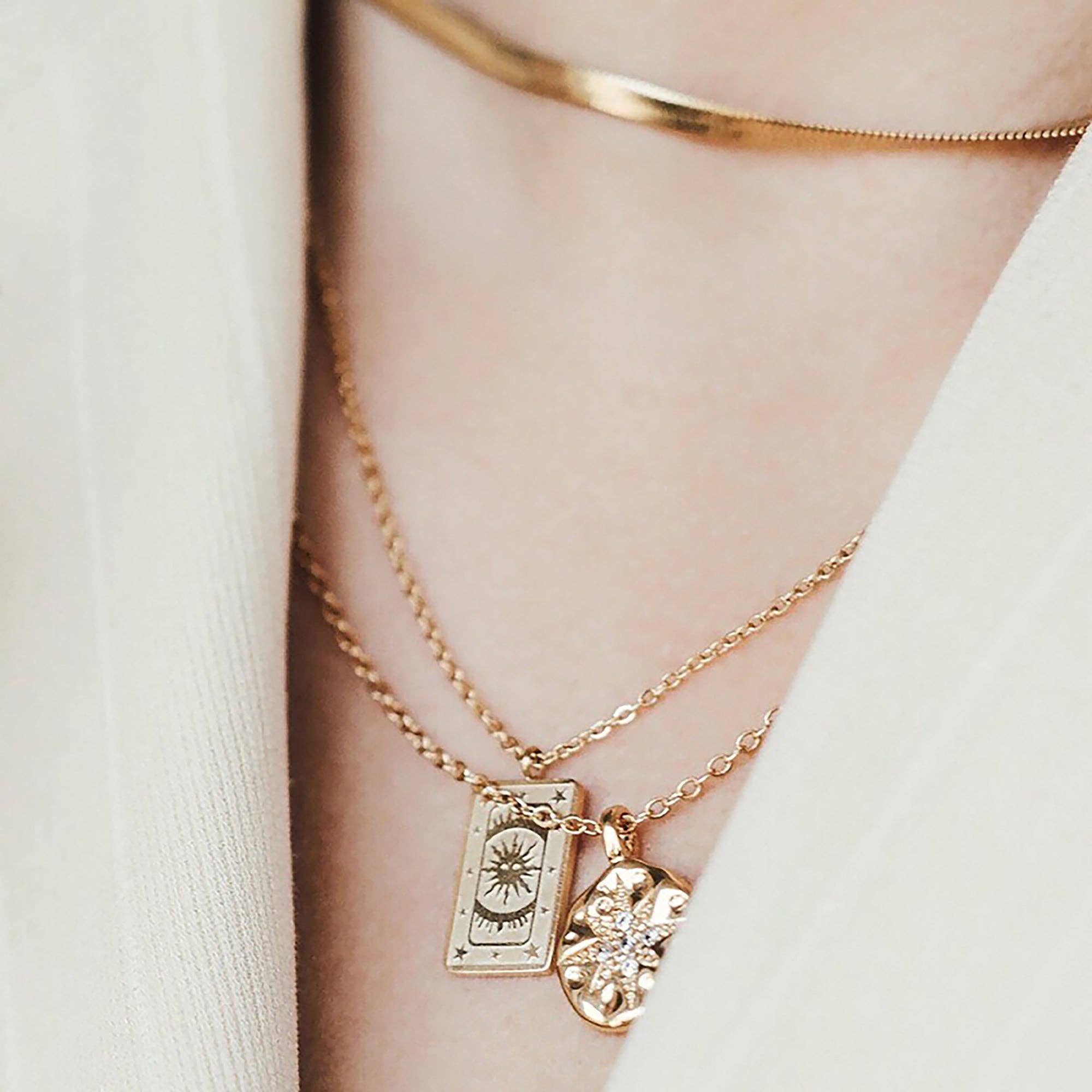 Glacier Mist – Colar pingente/pendente por atacado – Colar de tarô The Sun - ouro rosa6