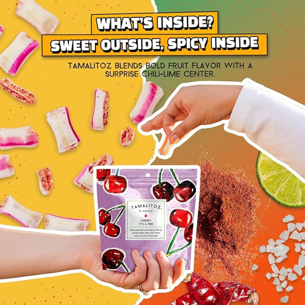 Sugarox Candy Studio LLC - Vendita all'ingrosso Caramelle dure - Caramelle Tamalitoz Cherry It's a Fire, confezione da 122