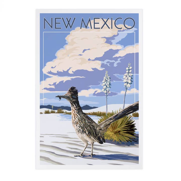 Lantern Press - Vente Cartes postales - CARTES POSTALES PREMIUM Nouveau-Mexique, scène Roadrunner