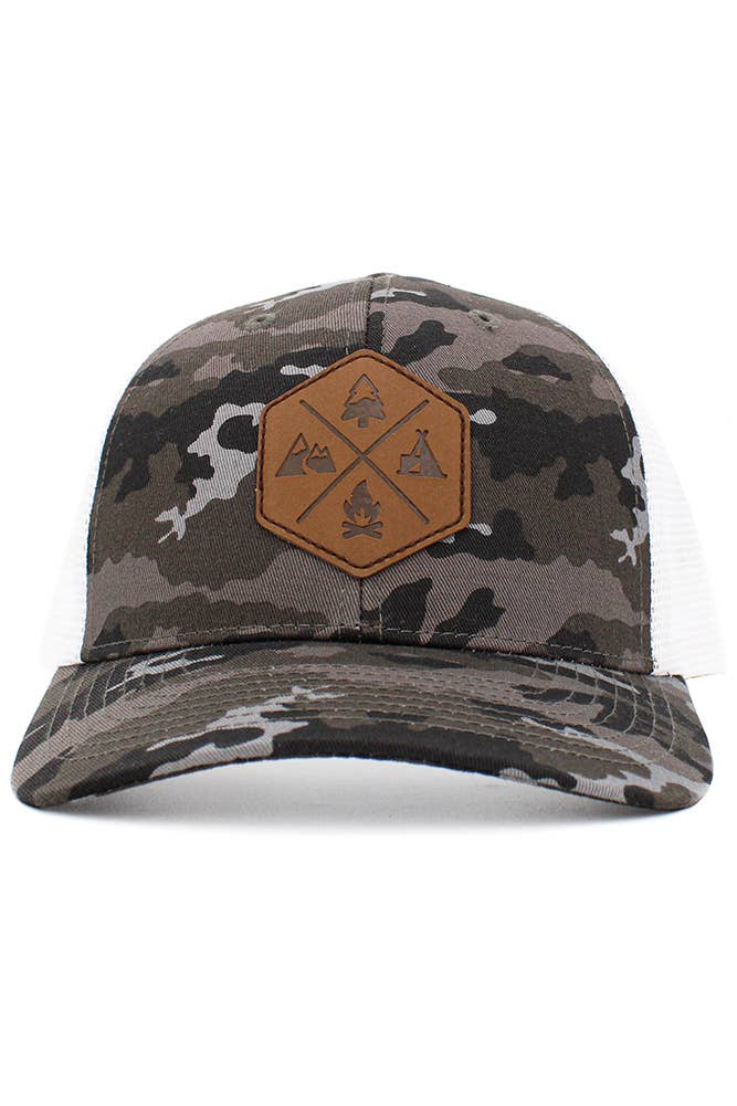 Hana - Wholesale Trucker Hat - Unisex - Outdoor PU patch mesh baseball cap0