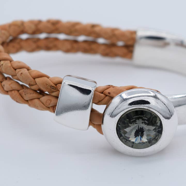 Swarovski Black Diamond Crystal Half Cork Bracelet for wholesale by Cork Tree Designs
