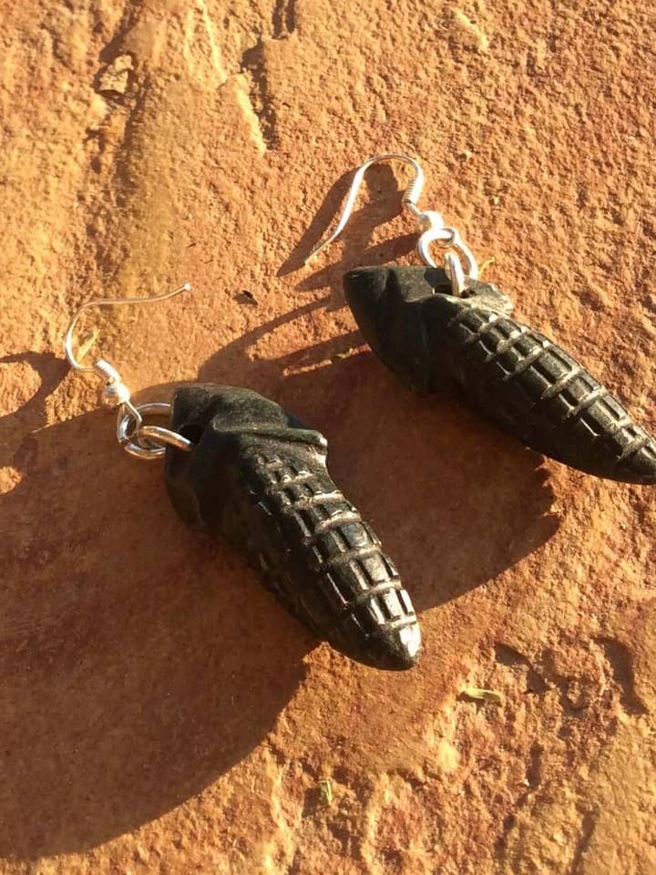 Nature-Inspired Jewelry: Corn Plant Earrings carved in Serpentine Stone, Guatemalan Jade style – Emotional Healing, Spiritual Growth, Creativity for wholesale by OllinMexica