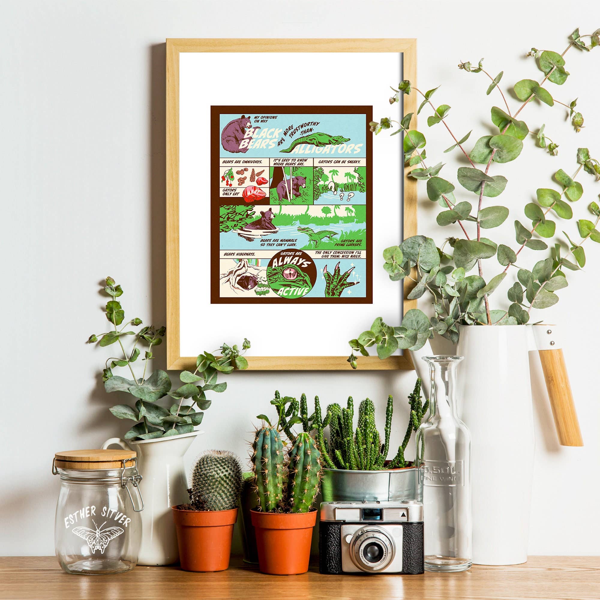 Esther Sketch - Wholesale Art Print - Gator vs Bear Animal Comic Print 8.5"x11"3