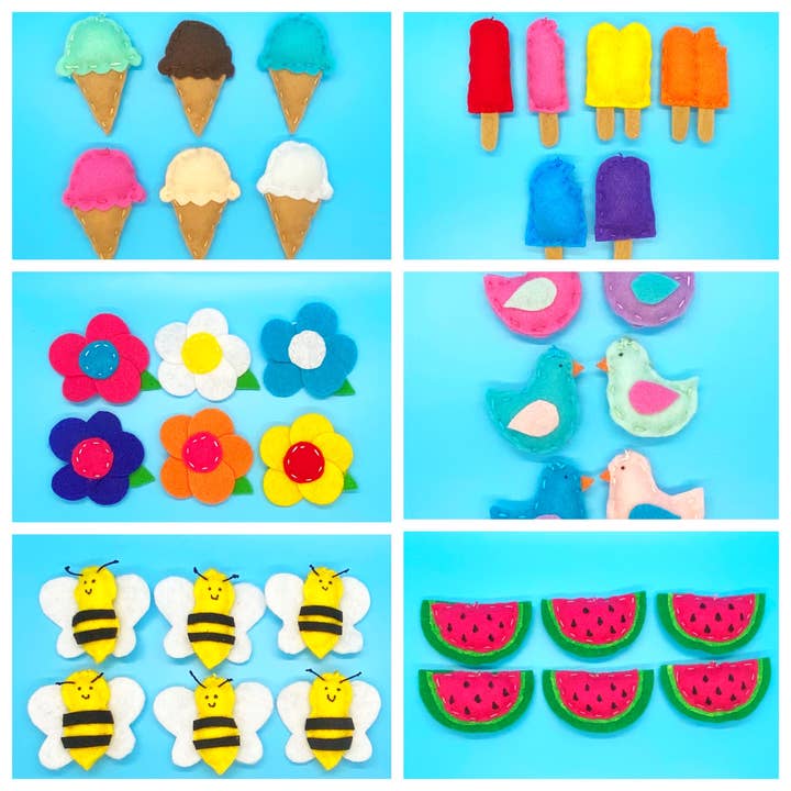 Ensemble d'ornements en feutre fait à la main avec arbre d'affichage pour la vente par Felterrific