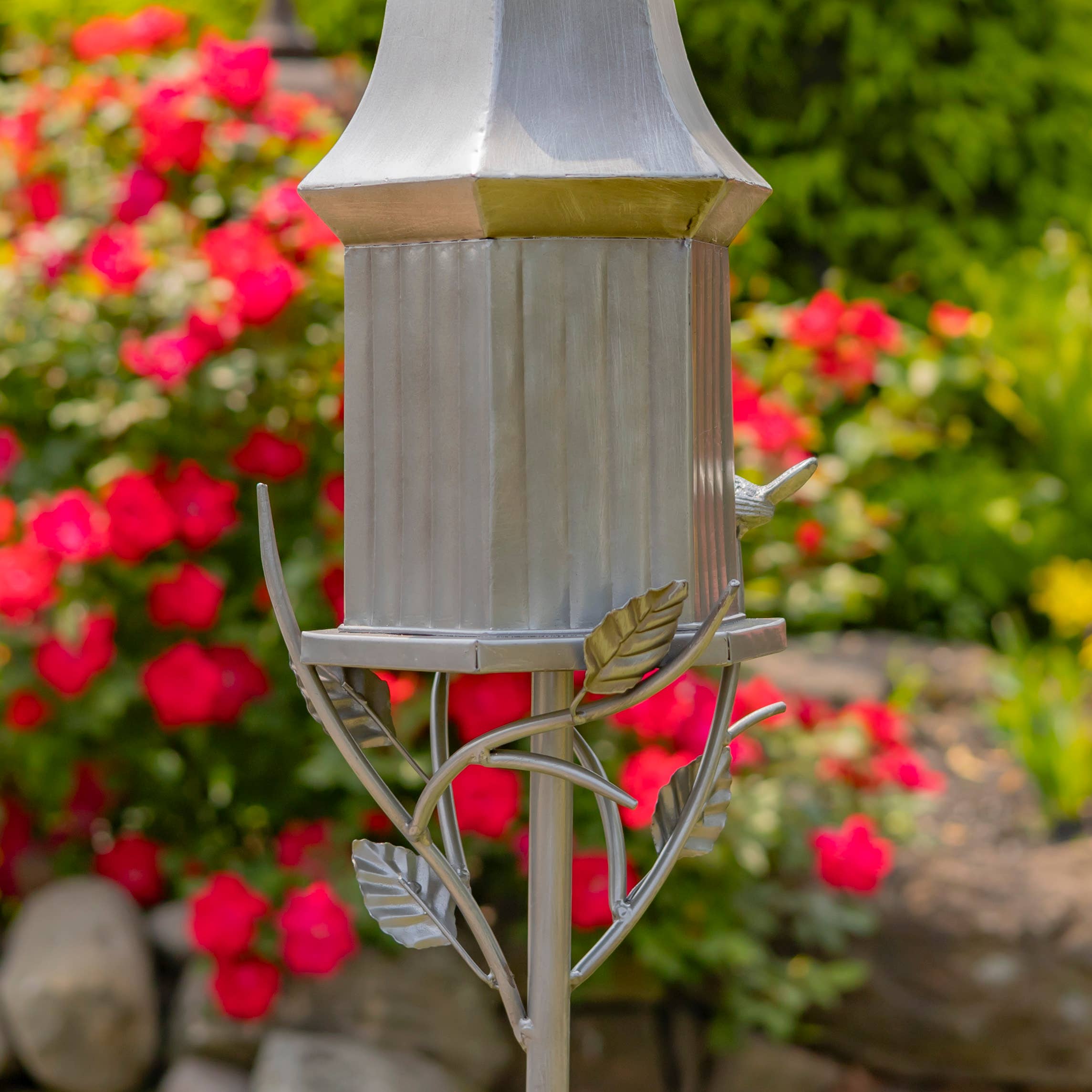 Zaer Ltd. International - Wholesale Bird House - 6" Tall Iron Birdhouse Stake "Victoria"- 2 Color Options 4