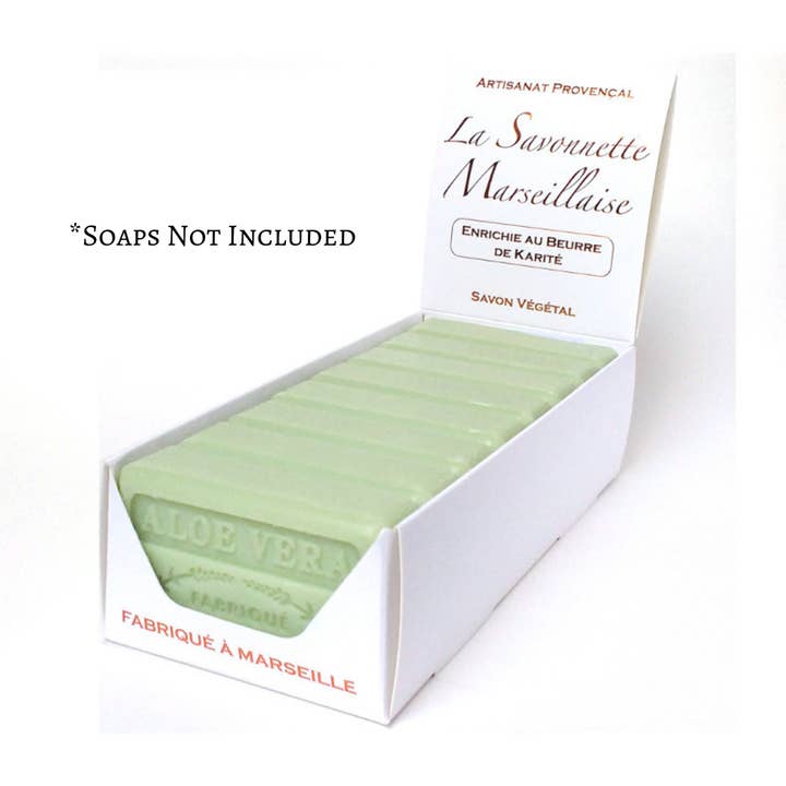French Soap Wholesale – wholesale Retailer display – Beauty & wellness – White Card Display Box for 125g Soaps2