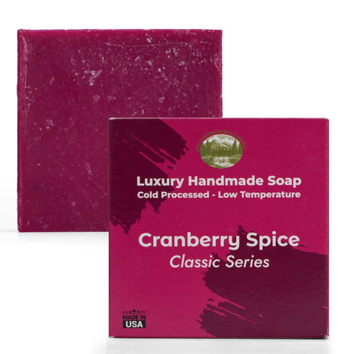Cranberry Spice 5oz Soap Handmade Soap bar - Cherry Almond, oatmeal as exfoliant - Pure Essential Oil Natural Soaps- Anniversary Wedding Gifts Christmas stocking stuffer cherry blossom - Falls River Soap Company for wholesale by Falls River Soap Company