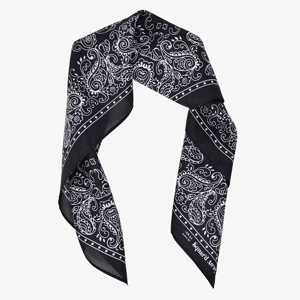 Squar'd Away - Wholesale Scarf - Women's - The Badlands Square Silk Scarf - Black2