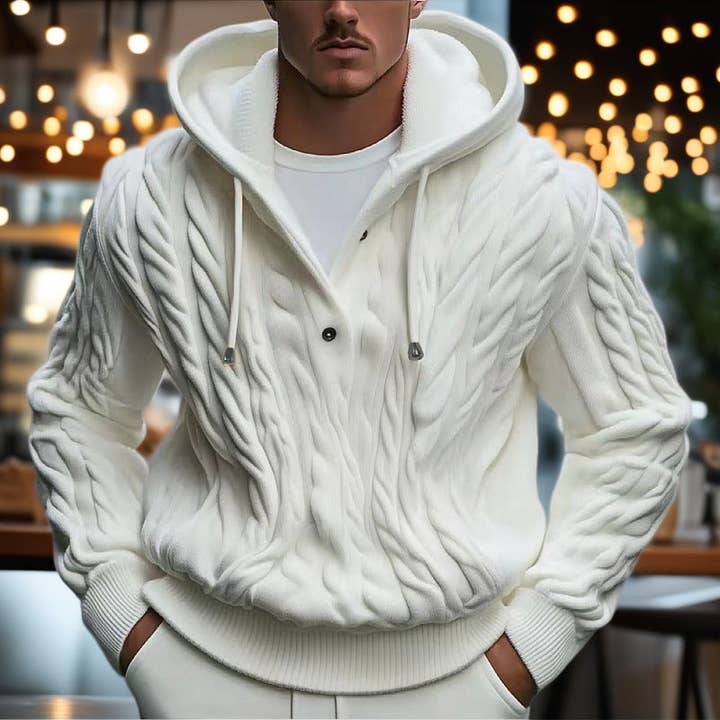 Jersey de Punto con Capucha para Hombre con Patrón de Cables Sudadera Casual para venta al por mayor de SALINA TRADING INC