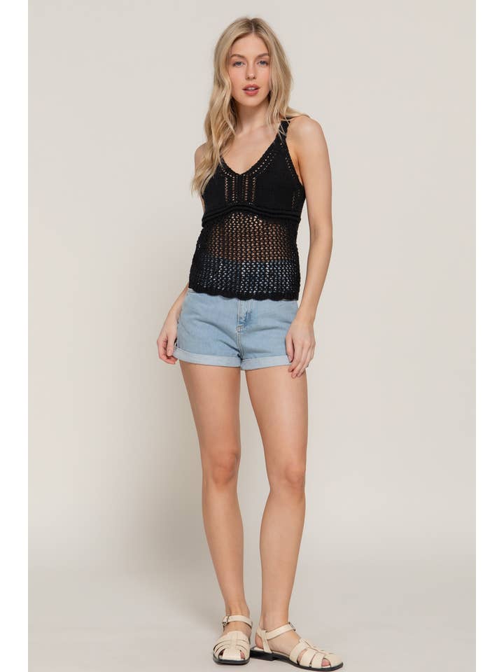 Active Basic | Active USA – Engroshandel Tanktop – Kvinder – Ærmeløs V-hals Hæklet Forårssweater3