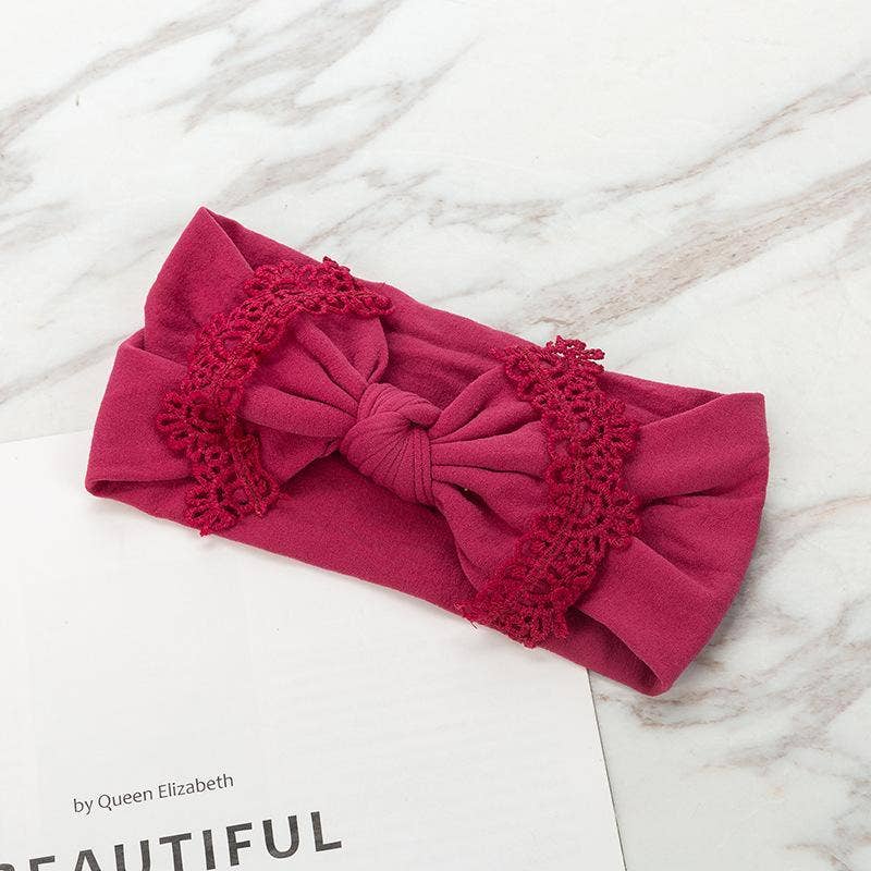 KiddieKickz - Wholesale Fashion Headband - Baby - Nylon Children's Hair Band Soft Silk Stockings Baby Headband Lace Bow Hair Ornament12