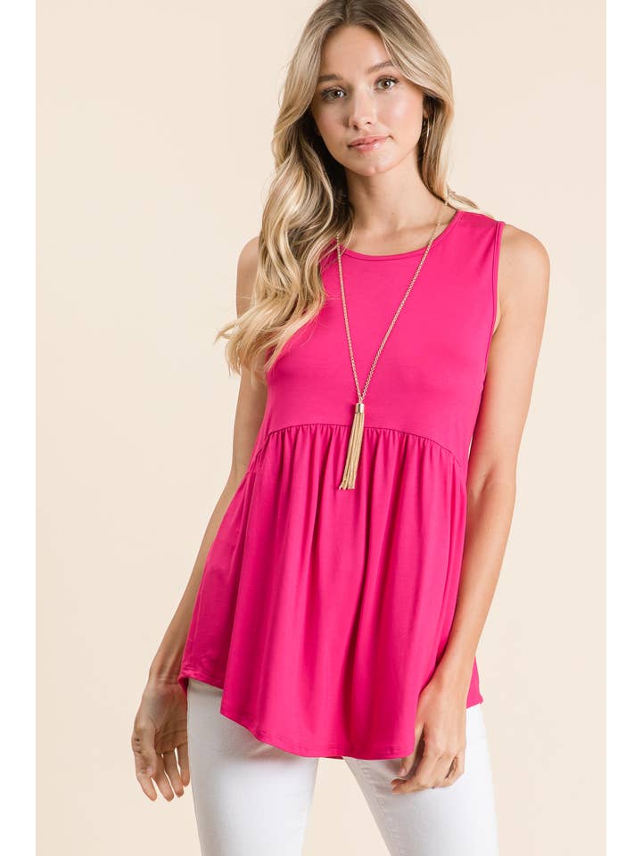 Kelly Green TA1164 Basic Babydoll Tank Top for wholesale on Faire7