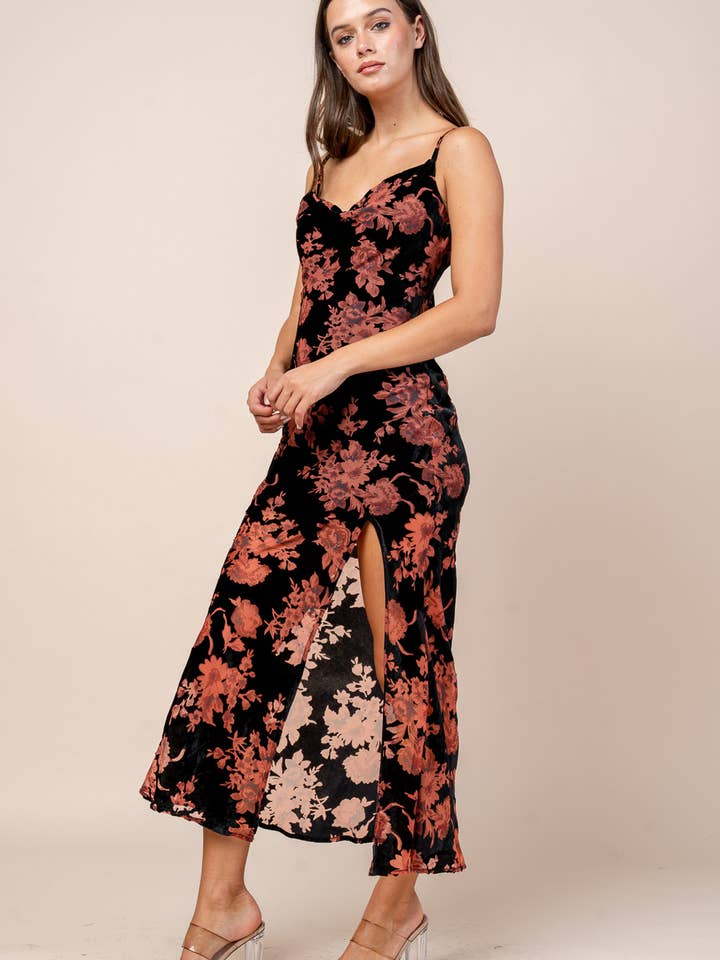 Black CD30653S / COWL NECK LONG S/L DRESS for wholesale on Faire1