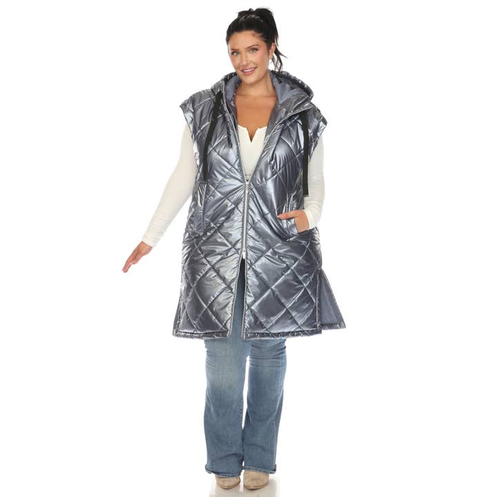 WHITE MARK - Wholesale Outerwear Vest - Women's - Plus Size Metallic Diamond Puffer Vest13