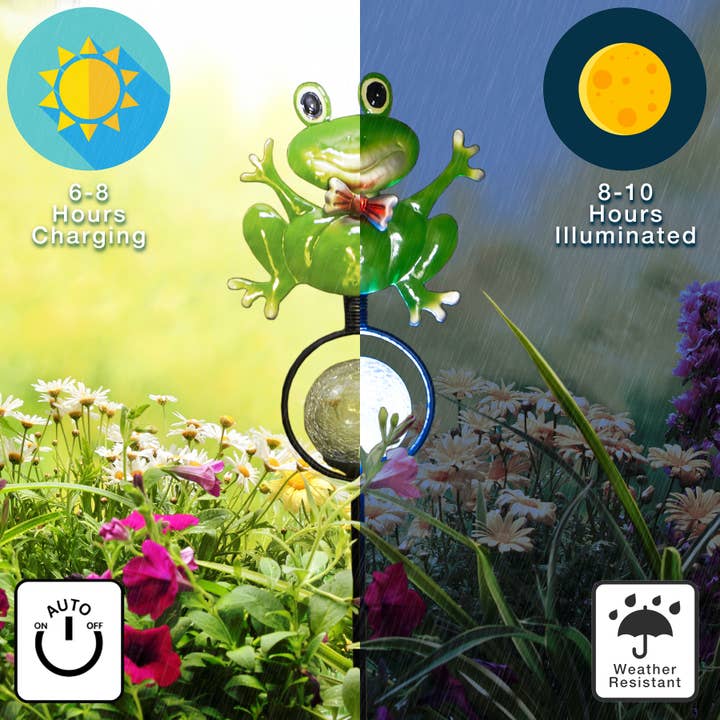 Forever Gifts Inc. - Vendita all'ingrosso Paletti da giardino/prato - Luce solare da giardino a forma di rana2