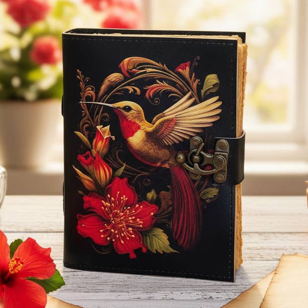 Humming bird Leather Journal Notebook Grimoire Journal for wholesale by MNM HANDICRAFTS