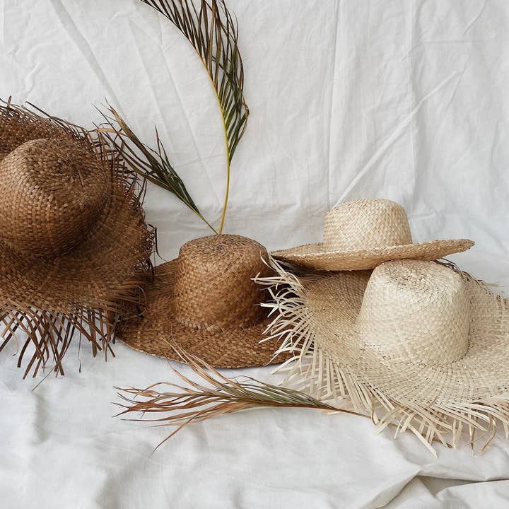 Bali Harvest - Wholesale Straw Hat - Unisex - Handwoven Straw Hat (Brown) - Sun Boater Wicker Hat Papale