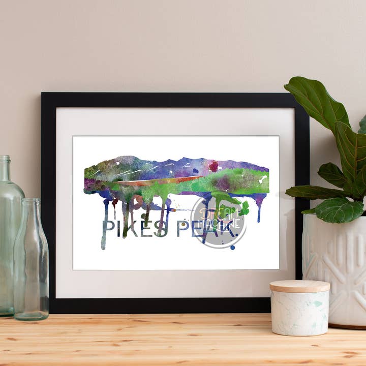 Pikes topp akvarell skyline, Pikes Peak Skyline, Pikes topp konst, Pikes topp konst, Pikes topp konst, Pikes topp konst, Pikes topp konst, Pikes topp karta WCS121 för wholesale av DreamMachine Prints