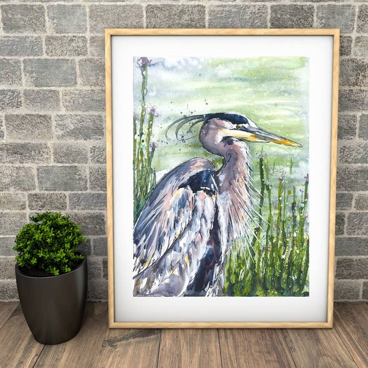 „Handsome Reiger” Fine Art Print voor wholesale door Naomi Neale Art