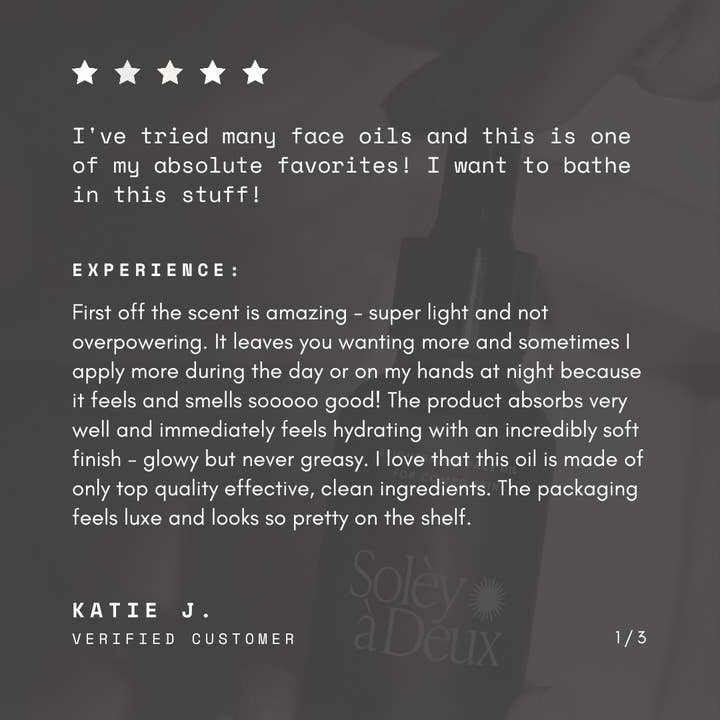 Solèy à Deux - Venta al por mayor Aceite facial - Aceite Facial Iluminador - para Piel Grasa3