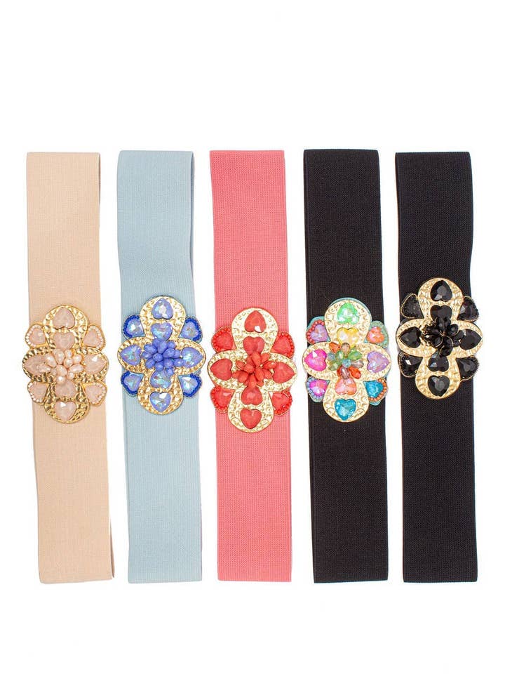 ELASTIC BELT WITH BEZELS 80% ELASTIC 20% METAL MADE IN PR for wholesale by Ayfee