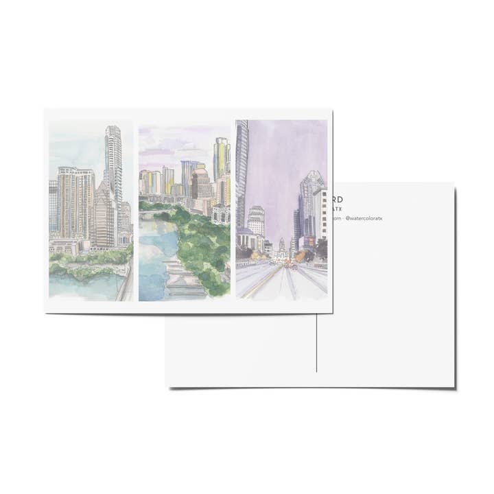 Downtown Trio Postcard for wholesale by watercoloratx
