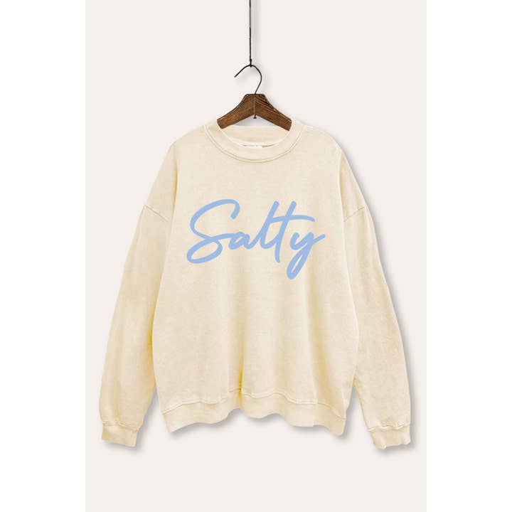 SALTY KURSIV TYPOGRAFI MINERALVASK GRAFISK SWEATSHIRT for engroshandel hos VINTAGE POINT USA