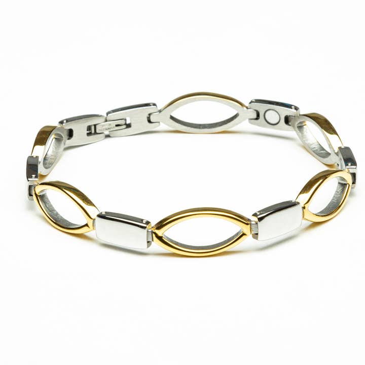 Magnetarmband aus versilbertem und vergoldetem Edelstahl für den Großhandel von Magnehealth