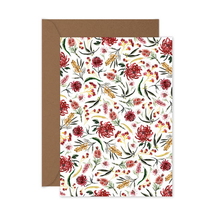 Waratah - Everyday Floral Greeting Card for wholesale by littlehoothoot