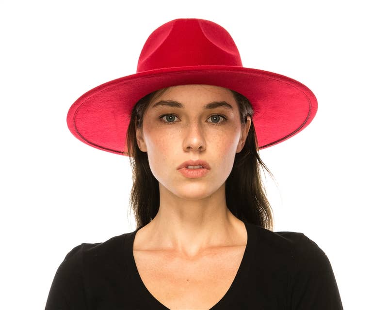 DNMC - Wholesale Fedora - Women's - Vegan Felt Flat Brim Rancher Hat0