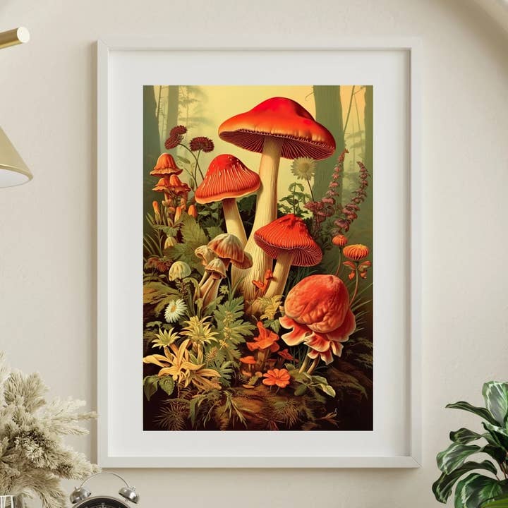 Vintage Mushroom Print for wholesale by Suave Art Prints