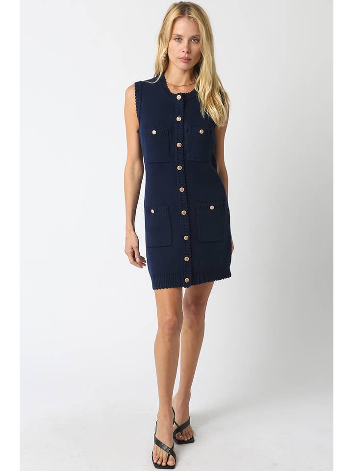 Olivaceous - Wholesale Dress - Women's - Ariana Knit Button Dress4