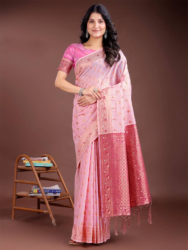 India shopping - Wholesale Dress - Women's - Soot Symphony Linen Cotton Sarees Collection | Ready To Wear SKU - ASASA1001 to 06