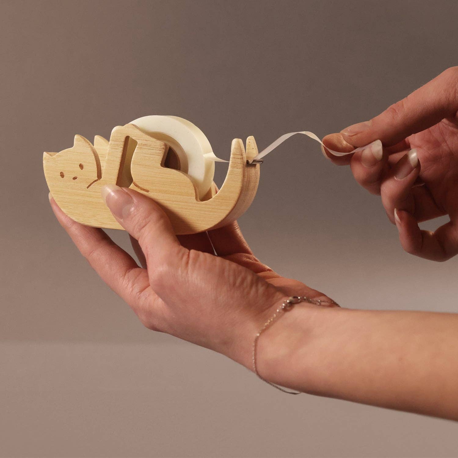 Pikkii USA - Wholesale Tape Dispenser - Kitty Sticky Tape Dispenser | Bamboo Desk Gift4