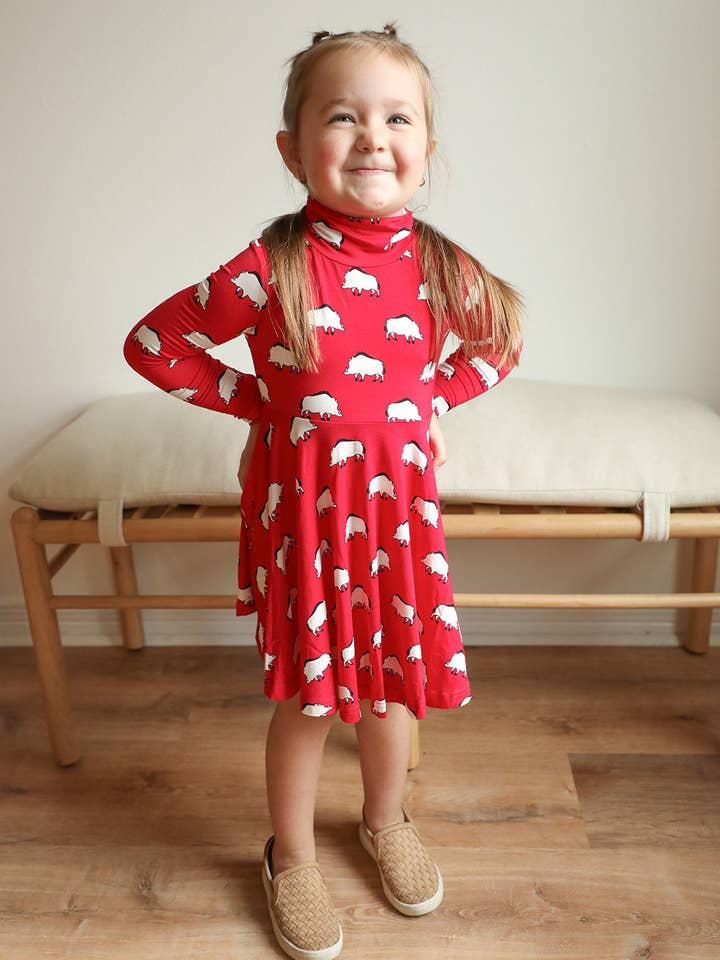 Pig Bamboo Turtleneck Twirl Dress for wholesale by Southern Slumber