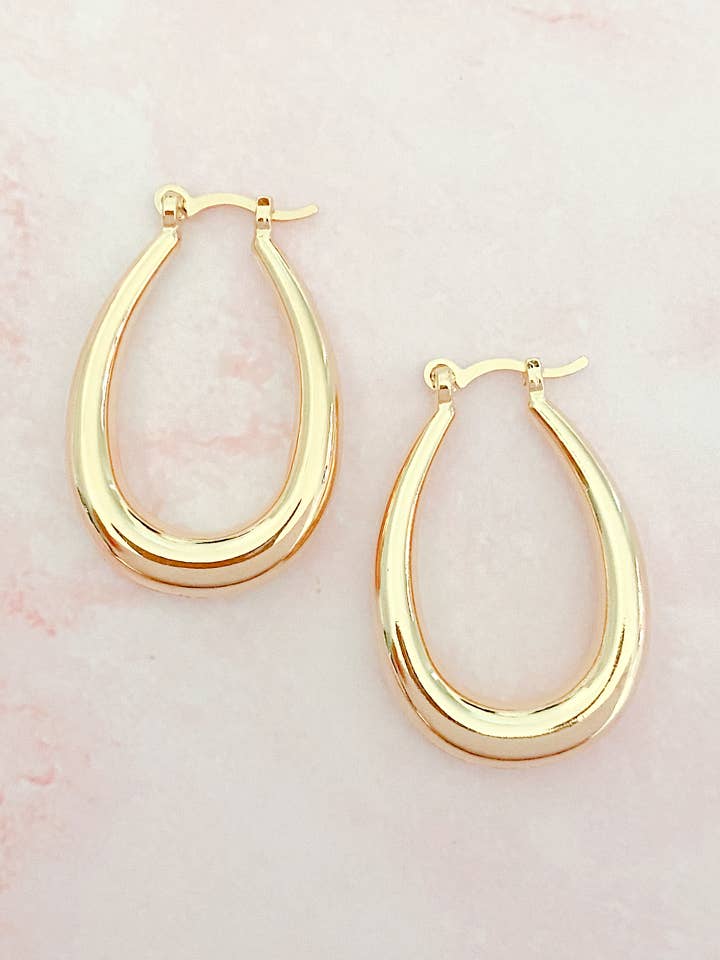 Orecchini a cerchio a goccia riempiti in oro per la vendita all'ingrosso da parte di Boy Cherie