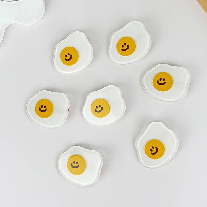 Cute cartoon smiling fried egg duckbill clip for wholesale by mildstyles