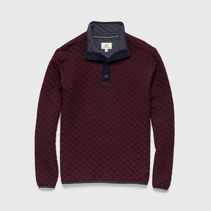 Ken Quilted Button Mock – Cabernet Heather for wholesale by SURFSIDESUPPLY